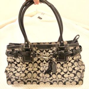 Grey/Black Signature Coach Purse